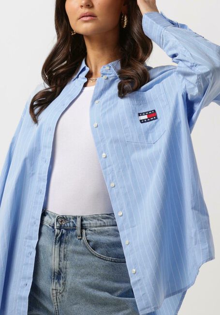 Blauwe TOMMY JEANS Blouses TJW SUPER OVERSIZED STRIPE SHIRT - large