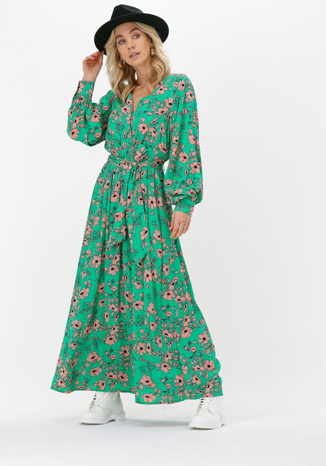 groene alix the label maxi jurk naive flower wrap dress