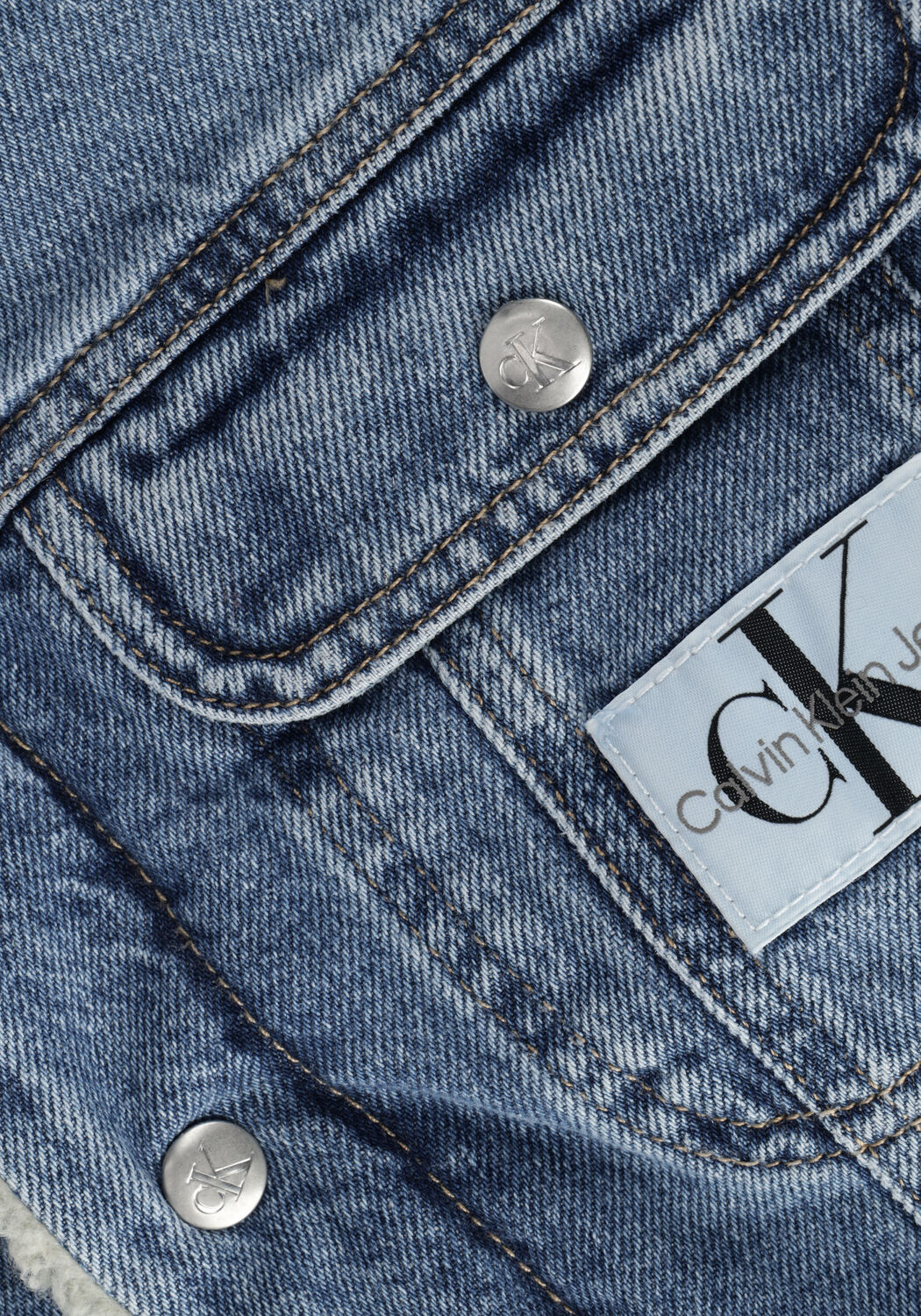 Blauwe CALVIN KLEIN Spijkerjas REGULAR 90S SHERPA DENIM JACKET - large