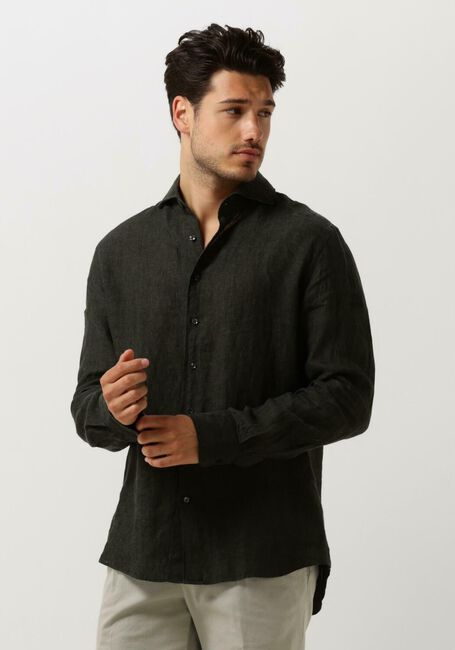 Donkergroene PROFUOMO Casual overhemd SHIRT X-CUTAWAY SC LINNEN - large