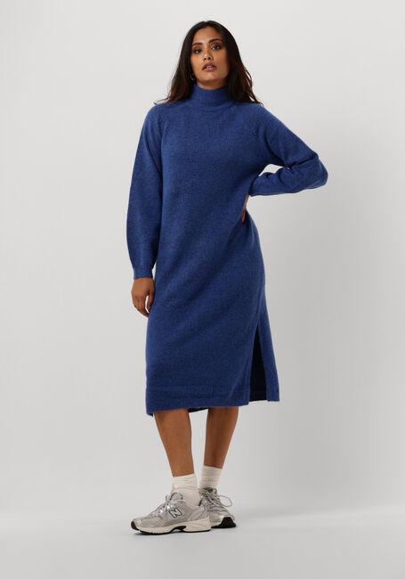 Blauwe Y.A.S. Midi jurk YASBALIS LS FUNNEL KNIT DRESS - large