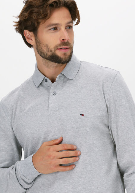 Lichtgrijze TOMMY HILFIGER Polo 1985 SLIM LS POLO - large