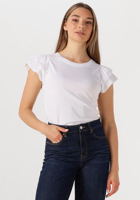 Witte SELECTED FEMME T-shirt SLFCAMILA SS RUFFLE TEE - large