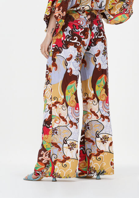 Multi SUMMUM Wijde broek TROUSER FESTIVAL PRINT ON VISCOSE SATIN - large