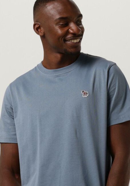 Lichtblauwe PS PAUL SMITH T-shirt MENS SS REG FIT TSHIRT ZEBRA BADGE - large