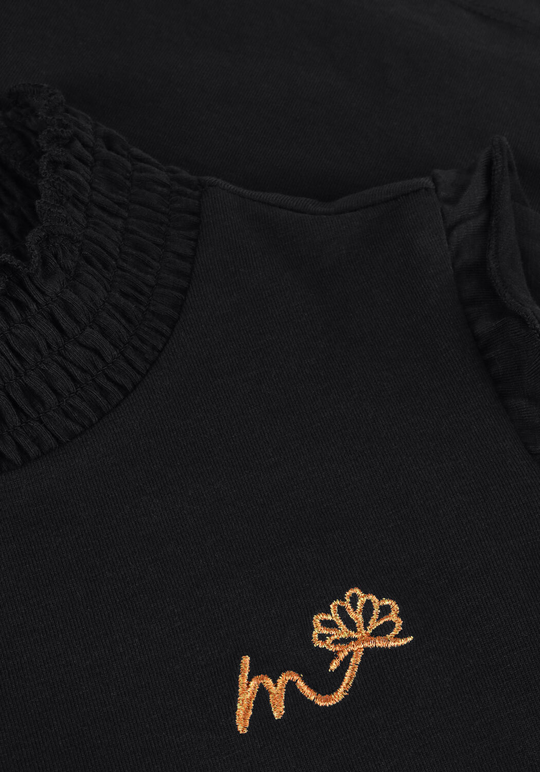 Zwarte MOODSTREET Longsleeves RUFFLE SMOCK ROL - large