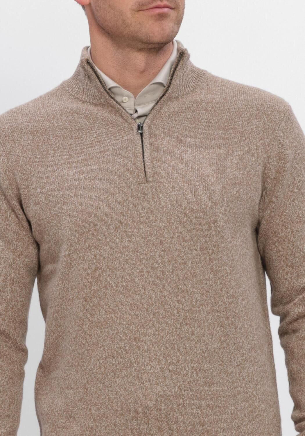 Beige PROFUOMO Trui PULLOVER HALF ZIP - large
