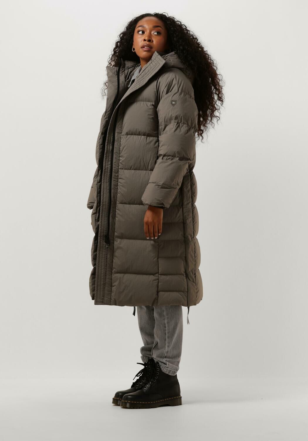 Krakatau Aitken Puffer Jas met Tweewegrits Gray Dames