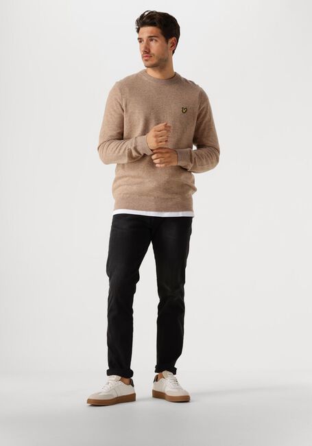 Taupe LYLE & SCOTT Trui LAMBSWOOL BLEND CREW NECK JUMPER - large