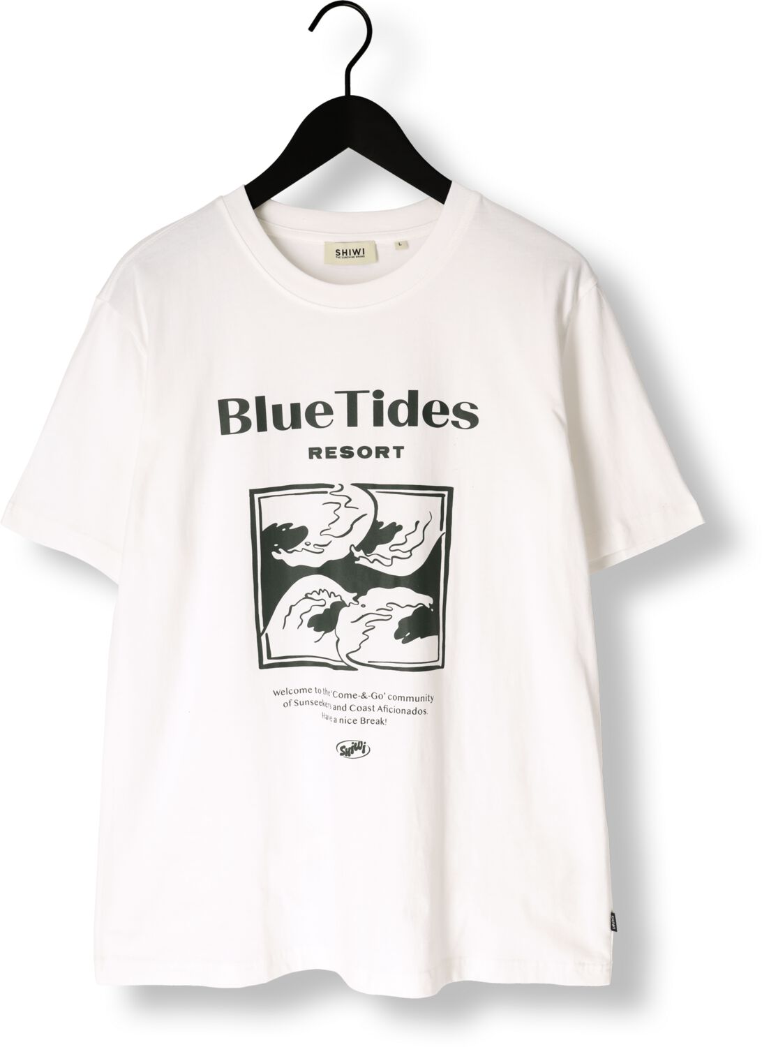 SHIWI Heren Polo's & T-shirts Men Liam Regular T-shirt Blue Tides Wit