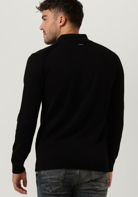 Zwarte PUREWHITE Trui HALF ZIP WITH RIBBED COLLAR - large