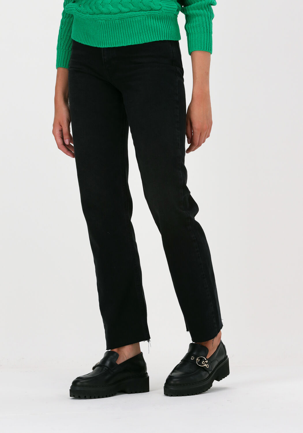 Zwarte NA-KD Straight leg jeans STRAIGHT HIGH WAIST RAW HEM JE | Omoda