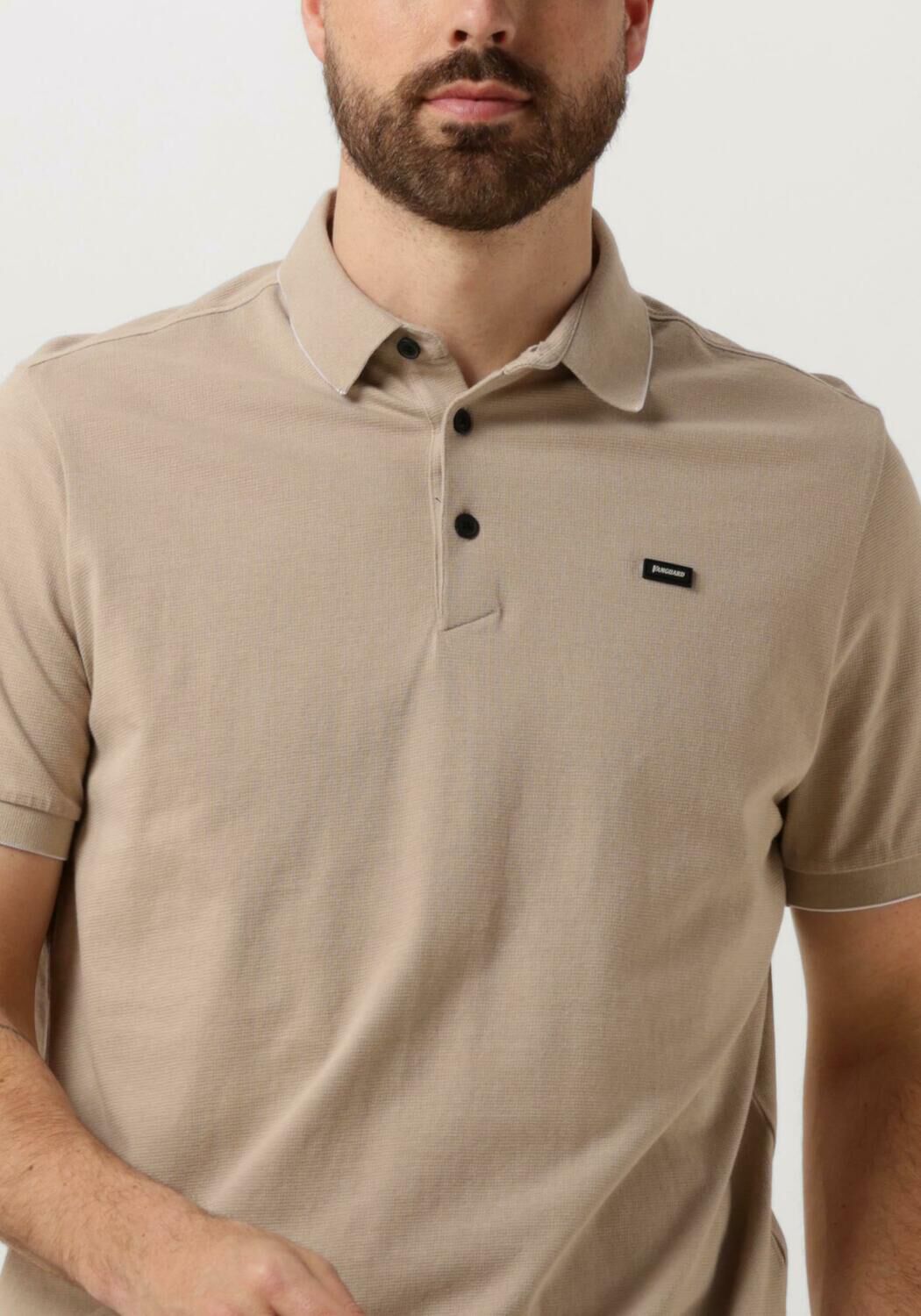 VANGUARD Heren Polo's & T-shirts Short Sleeve Polo Pique Waffle Structure Beige