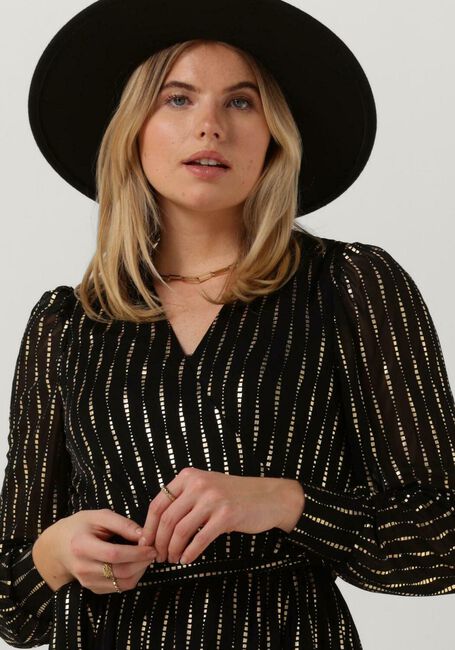 Zwarte COLOURFUL REBEL Maxi jurk LOLA TRIANGLE FOIL LONGSLEEVE MAXI WRAP DRESS - large