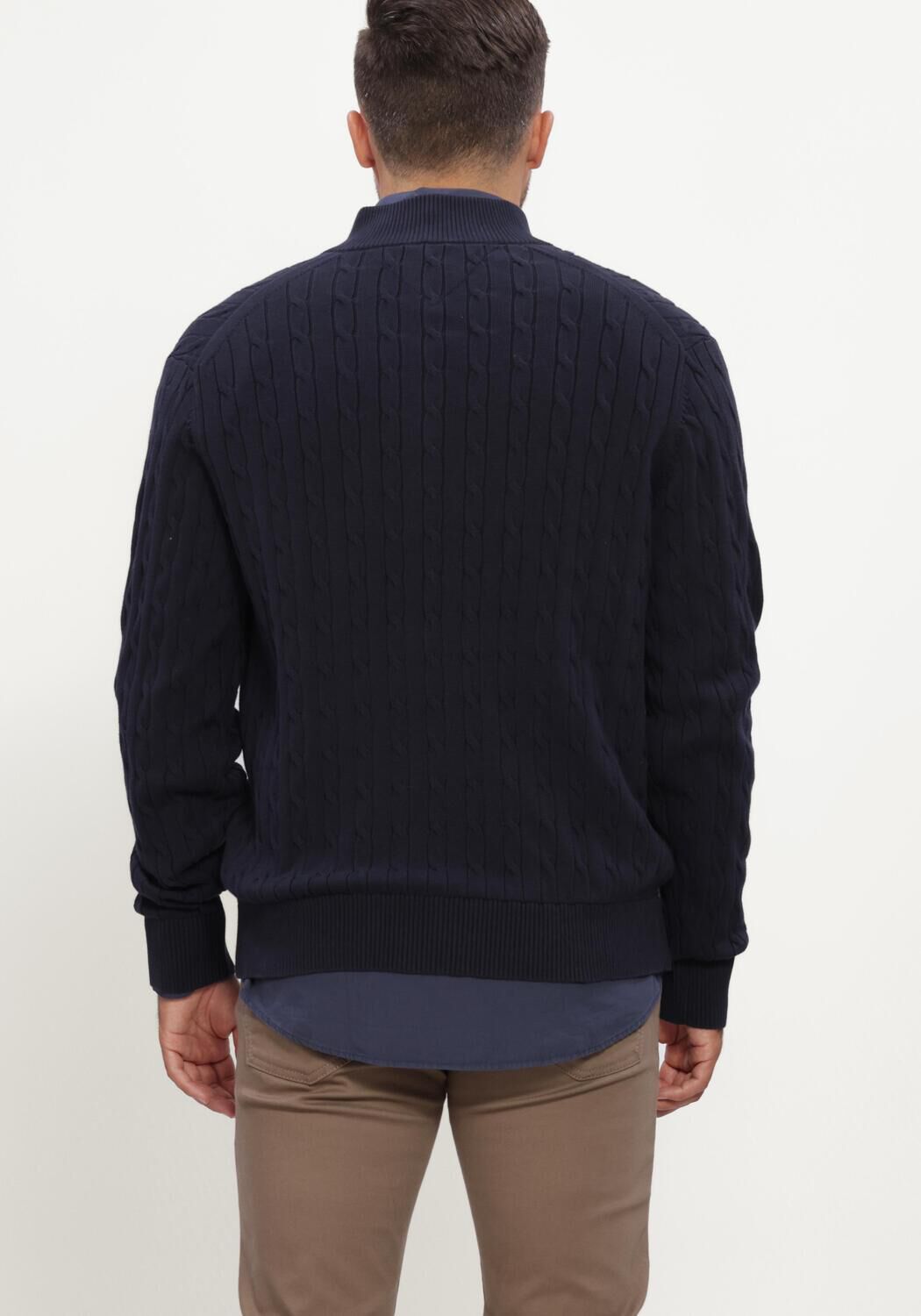 Donkerblauwe TOMMY HILFIGER Trui CLASSIC COTTON CABLE ZIP MOCK - large