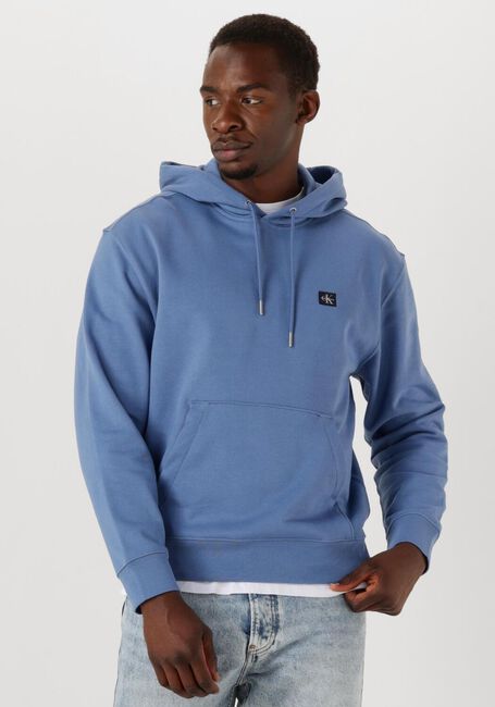 Lichtblauwe CALVIN KLEIN Sweater LS EU BADGE 350 TERRY HOODIE - large