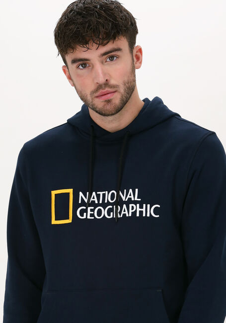 Donkerblauwe NATIONAL GEOGRAPHIC Sweater UNISEX HOODY WITH BIG LOGO - large