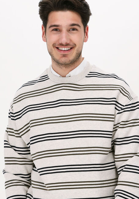 Lichtgrijze SCOTCH & SODA Sweater STRIPED CREW-NECK SWEATSHIRT - large