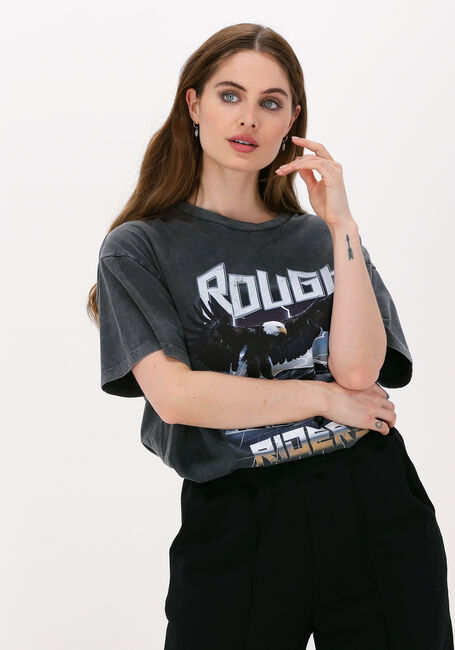 Grijze COLOURFUL REBEL Top ROUGH RIDERS ACID WASH LOOSEFIT TEE - large