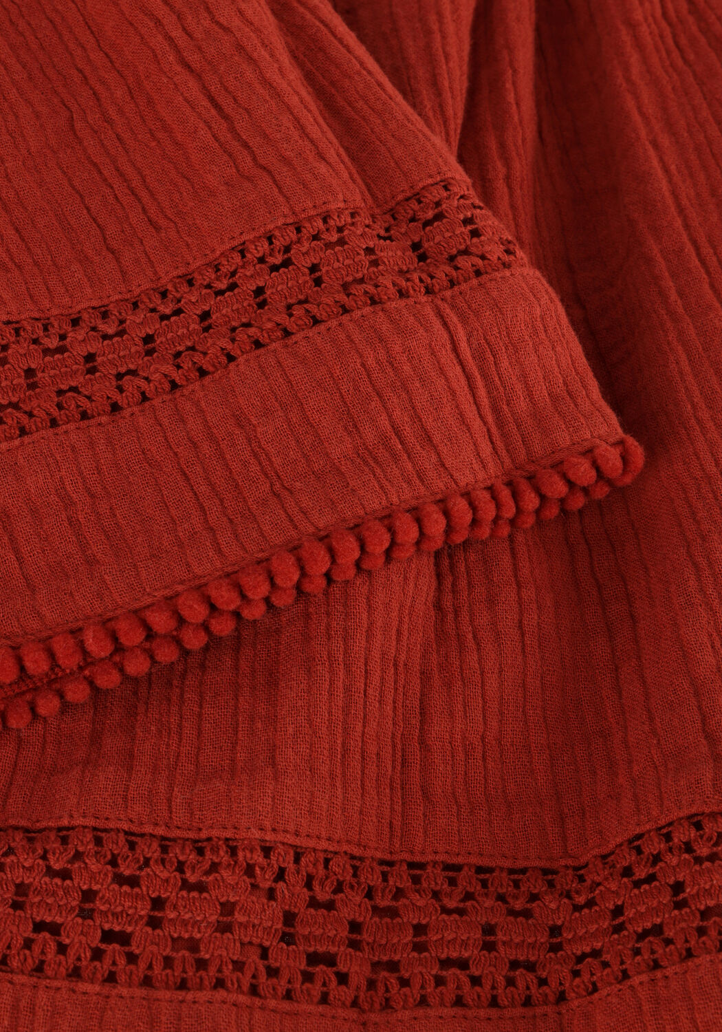 SCOTCH & SODA Meisjes Rokken Lace Detail Crinkle Cotton Mini Skirt Bruin