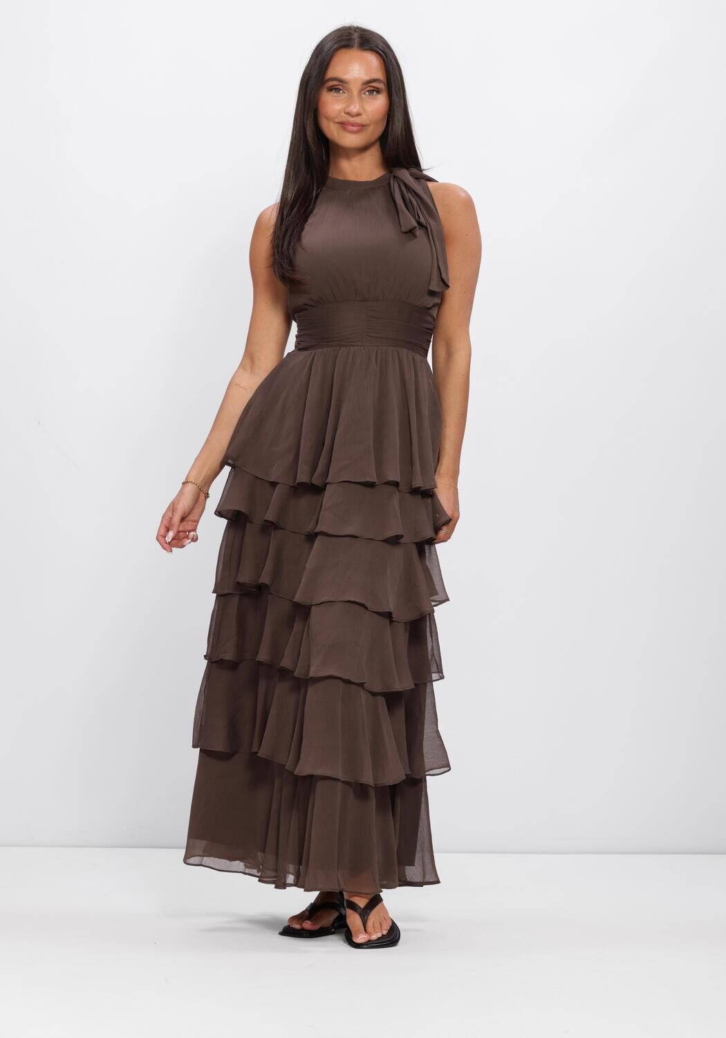 Bruine NEO NOIR Jurken MARLI SOLID CHIFFON DRESS - large