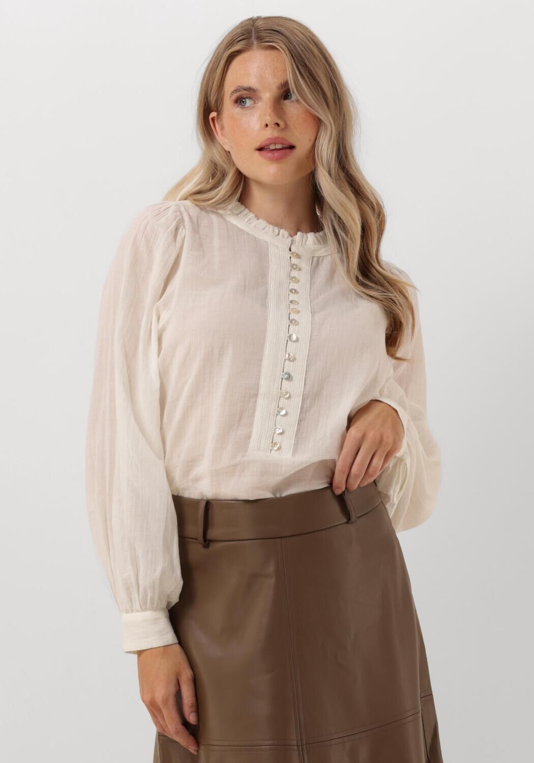 RUBY TUESDAY Dames Blouses Irem Blouse With Small Pleats + Buttons Placket Wit