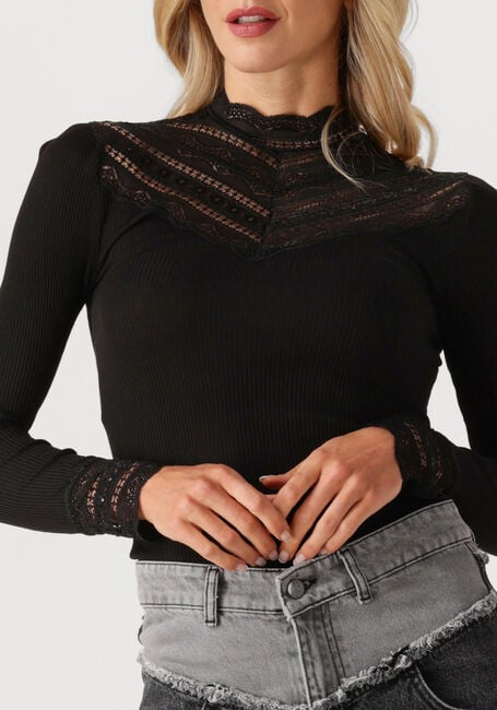 Zwarte ROSEMUNDE Tops & T-shirts SILK T-SHIRT W/ LACE - large