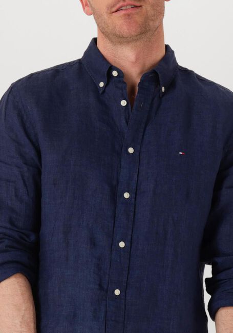 Donkerblauwe TOMMY HILFIGER Casual overhemd PIGMENT DYED LI SOLID RF SHIRT - large