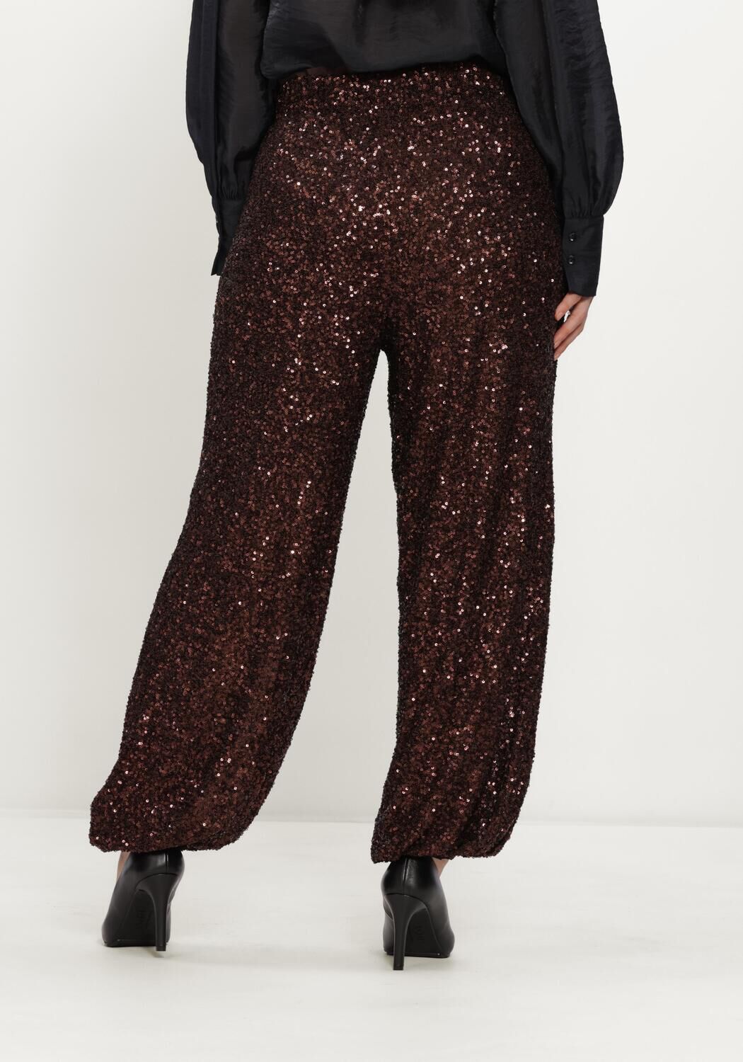 Bruine STUDIO ANNELOES Wijde broek Darielle sequin balloon trousers - large
