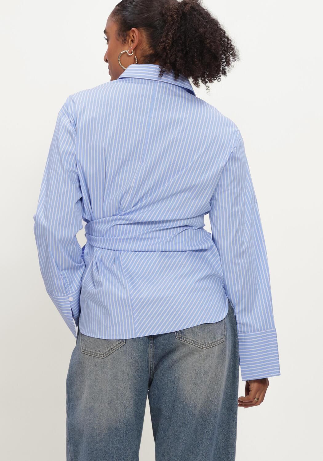 Lichtblauwe NEO NOIR Blouses HELISA STRIPE SHIRT - large