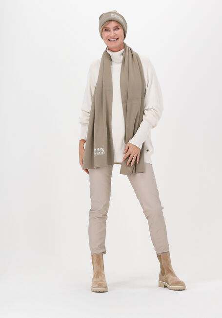 Beige CALVIN KLEIN Sjaal COTTON MIRROR LOGO SCARF - large