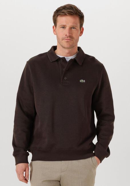 Bruine LACOSTE Trui CLASSIC FIT POLO COLLAR RIBBED POLO - large