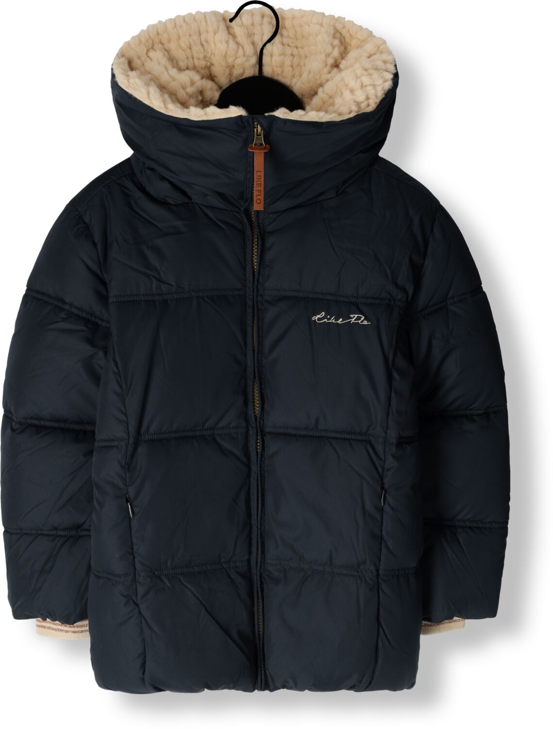 Like Flo quilted gewatteerde winterjas Amaya donkerblauw beige Meisjes Polyester Capuchon 146 152