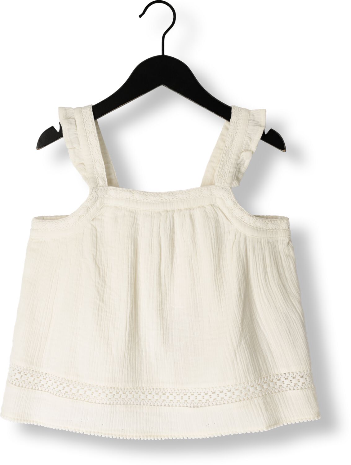 SCOTCH & SODA Meisjes Tops & T-shirts Lace Detail Crinkle Cotton Tank Wit
