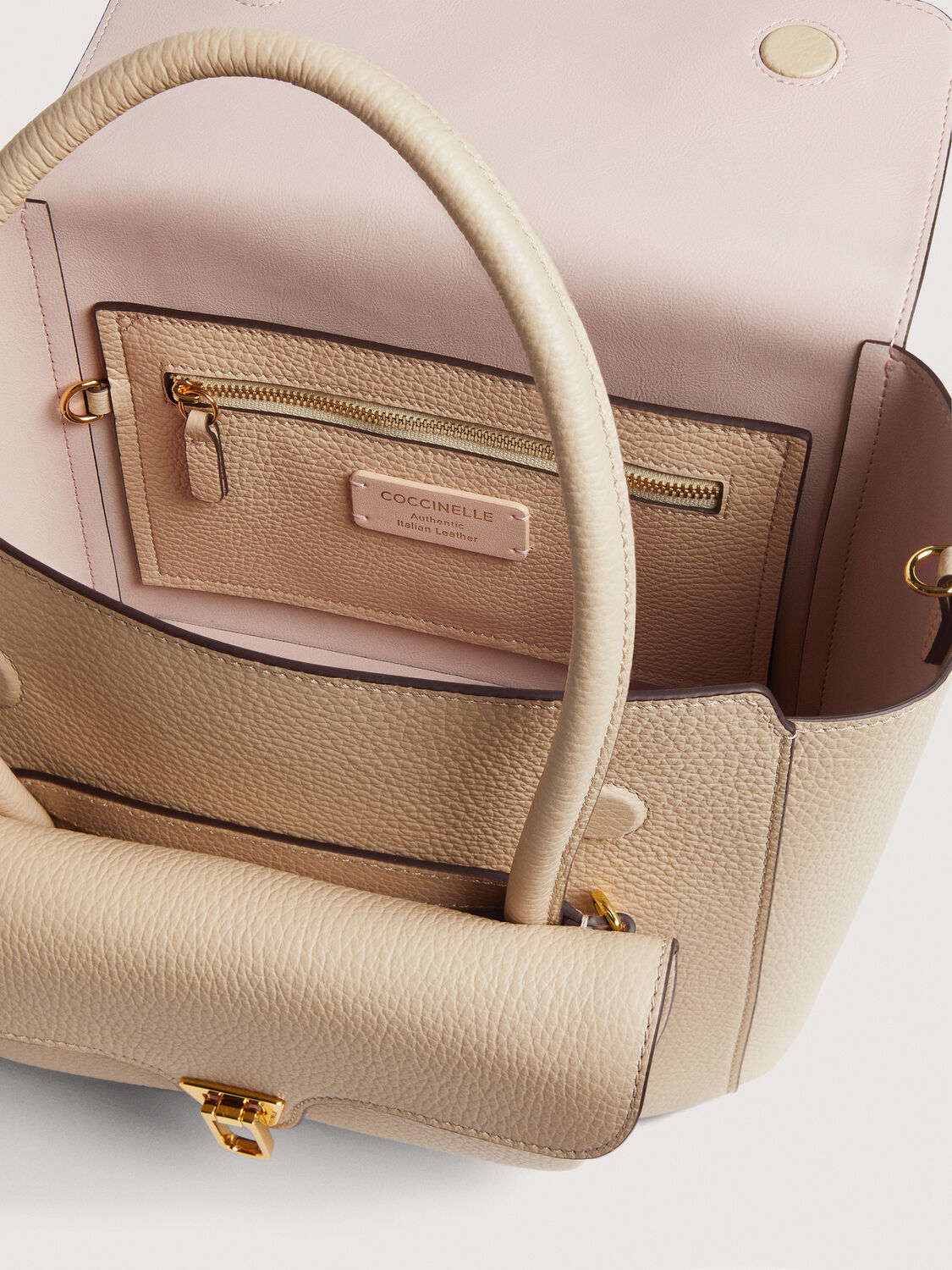 Beige COCCINELLE Schoudertas DOUBLE BEAT - large