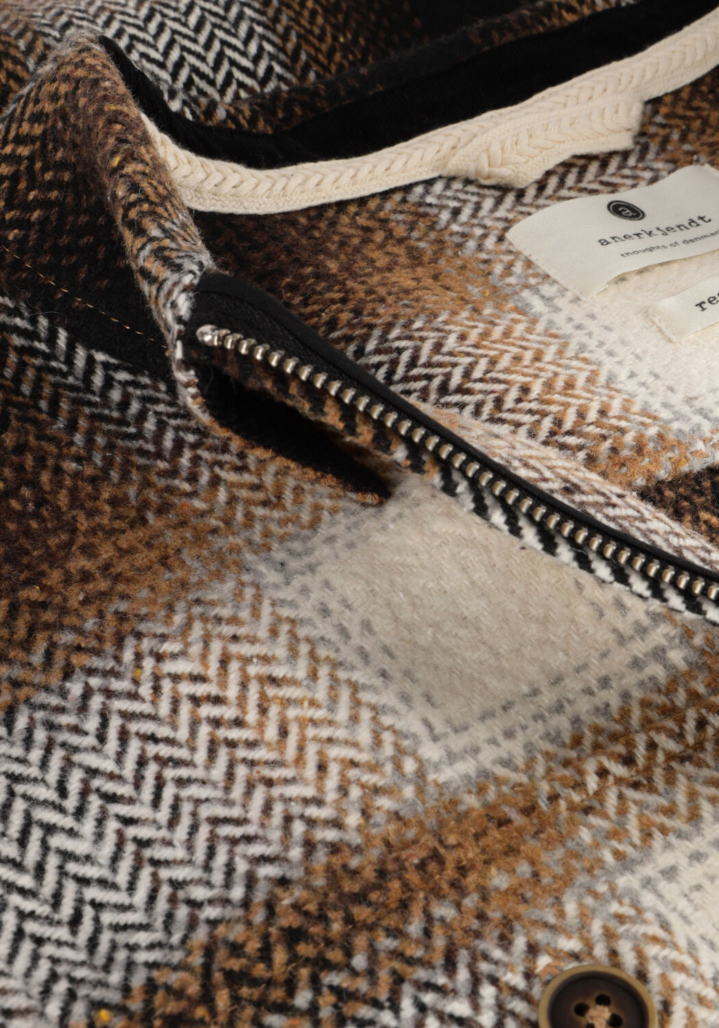 Bruine ANERKJENDT Overshirt AKOSCAR CHECK OVERSHIRT - large