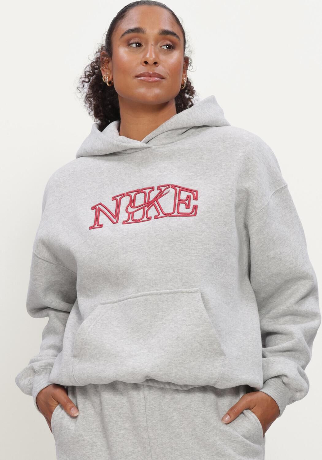 Lichtgrijze NIKE Sweater NIKE STUDIO FLEECE MIDDELZWAAR 'GRAPHIC PACK' - large