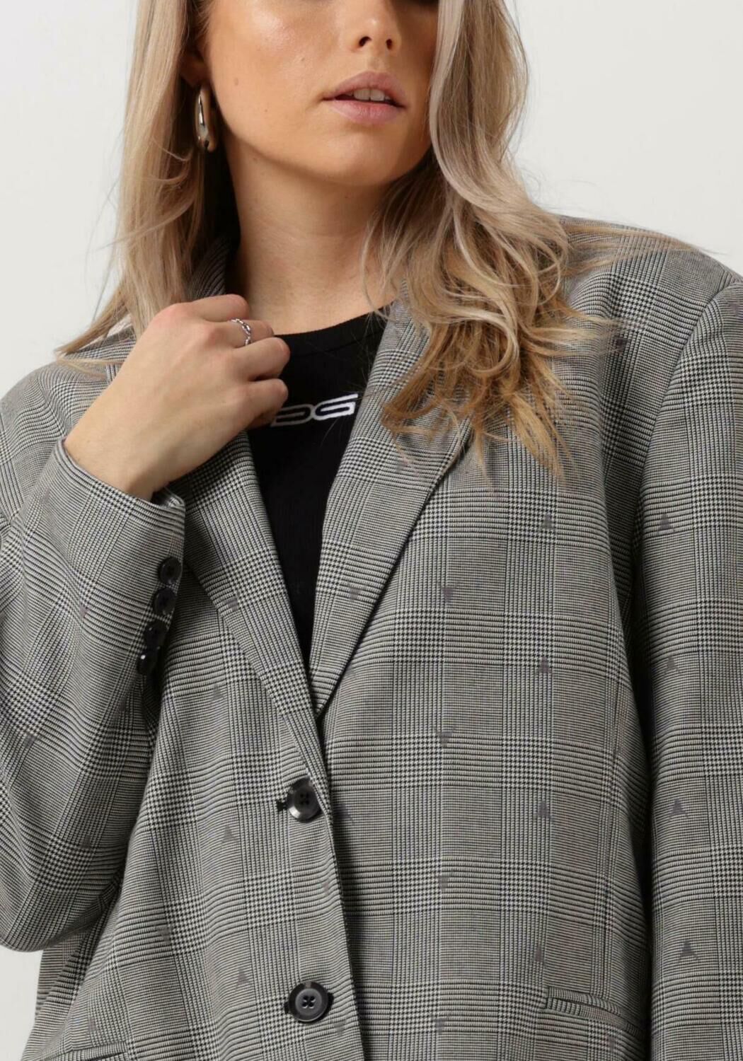 ALIX THE LABEL Dames Blazers Ladies Woven Special Checked Blazer Grijs