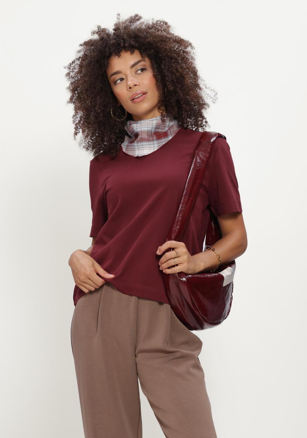 Bordeaux SELECTED WOMEN T-shirt SLFESSENTIAL SS BOXY TEE - large