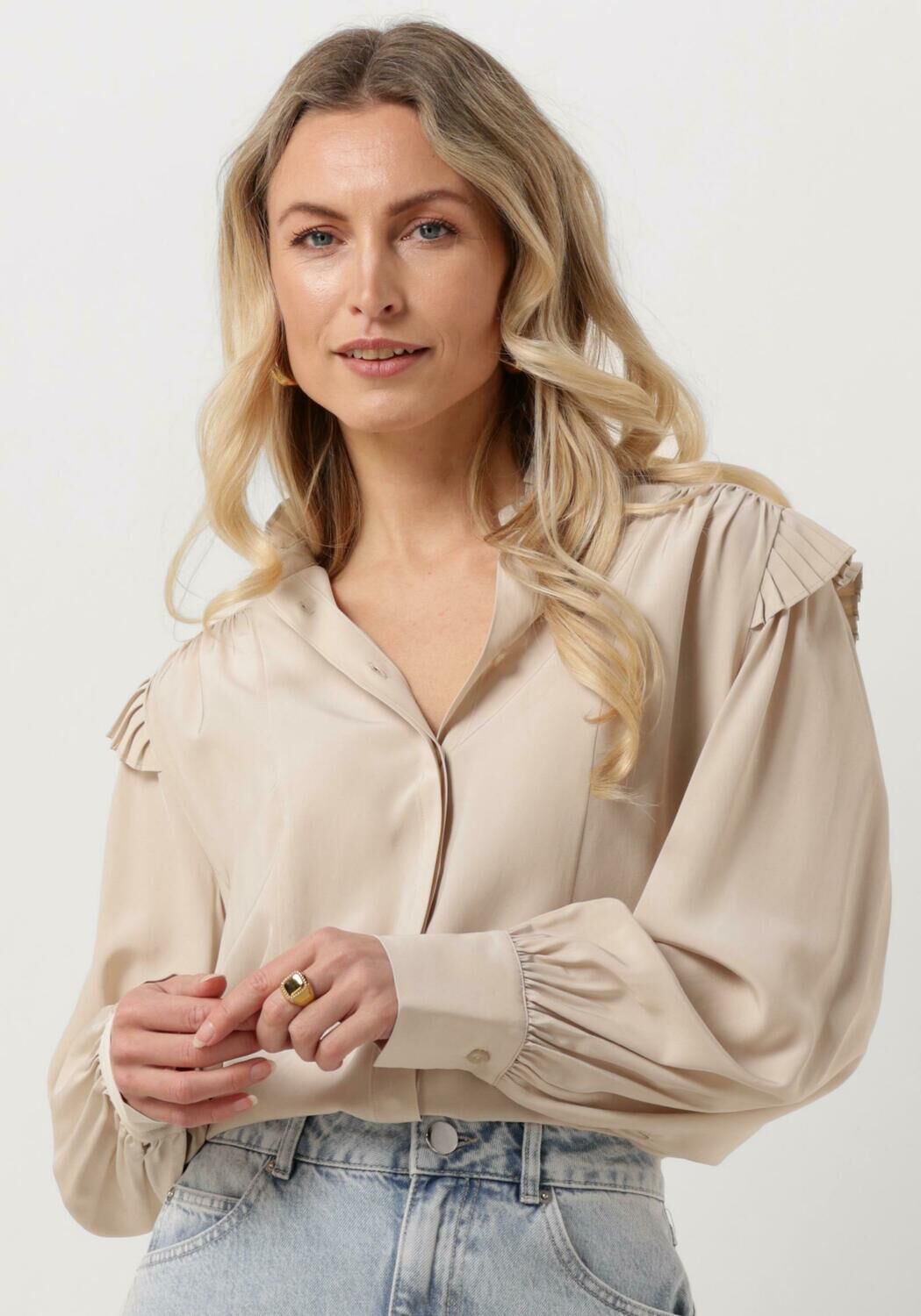 SECOND FEMALE Dames Blouses Kaia Shirt Beige