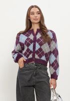 Paarse REFINED DEPARTMENT Vest LADIES KNITTED CHECK CARDIGAN NOMI