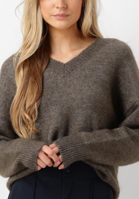 Bruine SECOND FEMALE Trui BROOK KNIT LOOSE V-NECK - large