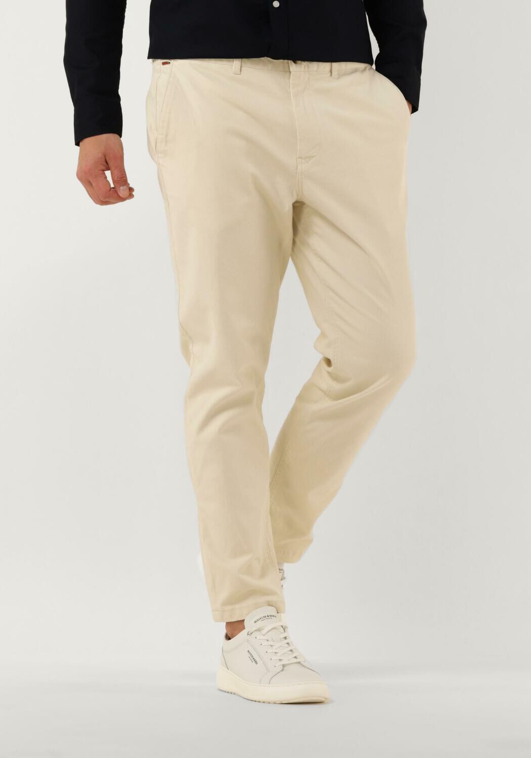 SCOTCH & SODA Heren Broeken Drift Garment-dyed Stretch Cotton Twill Chino Beige