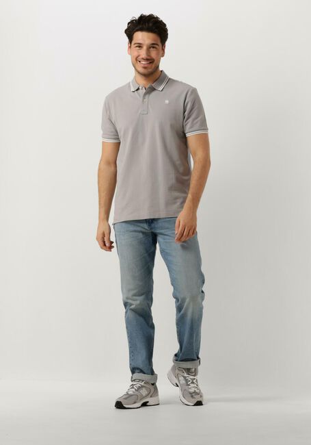 Lichtgrijze G-STAR RAW Polo DUNDA SLIM STRIPE POLO S/S - large