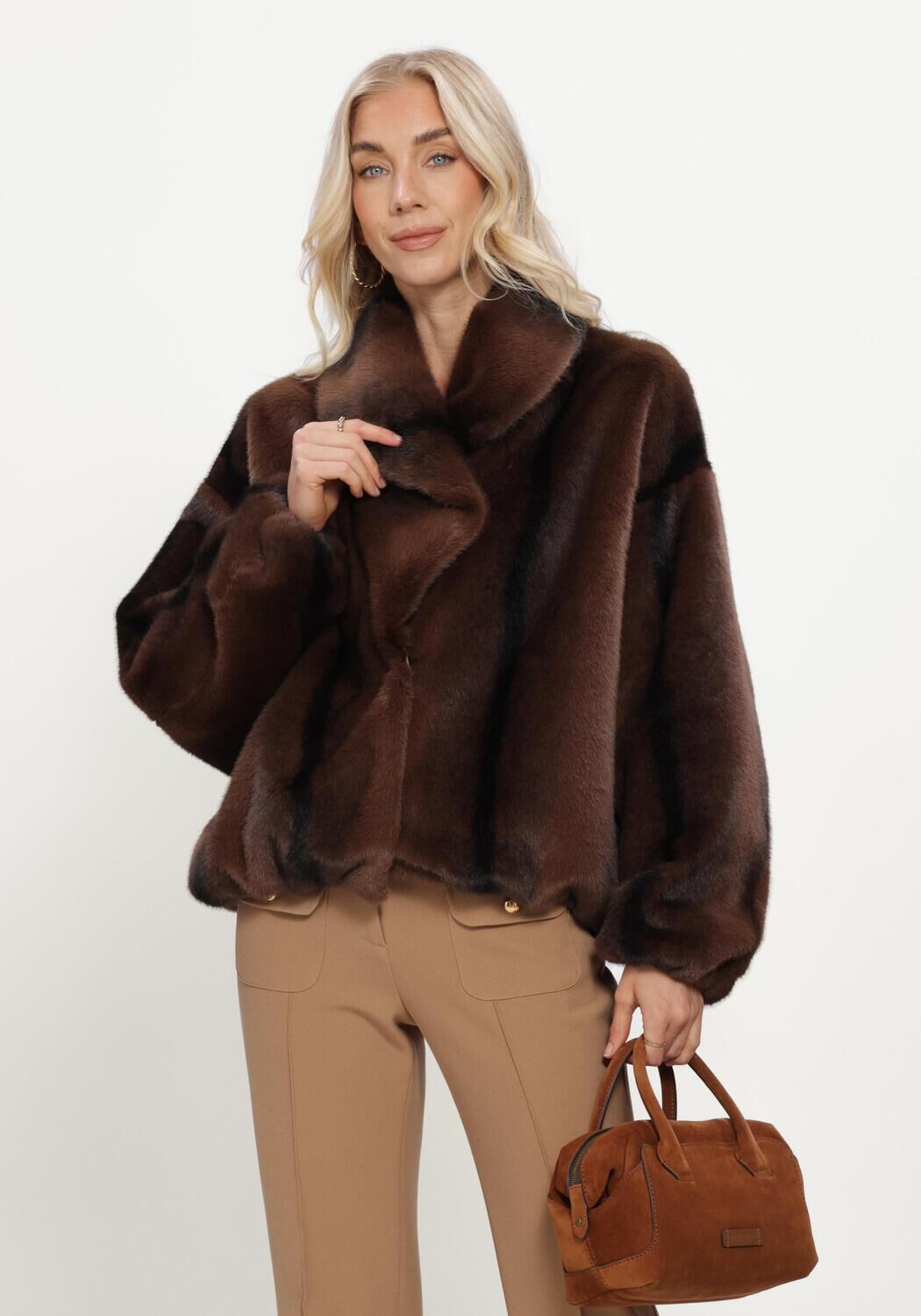 Bruine STUDIO AR Faux fur jas ARIA FAUX MINK - large