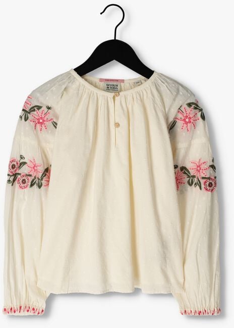 Witte SCOTCH & SODA Blouse LONG SLEEVED FLOWER EMBROIDERY TOP - large