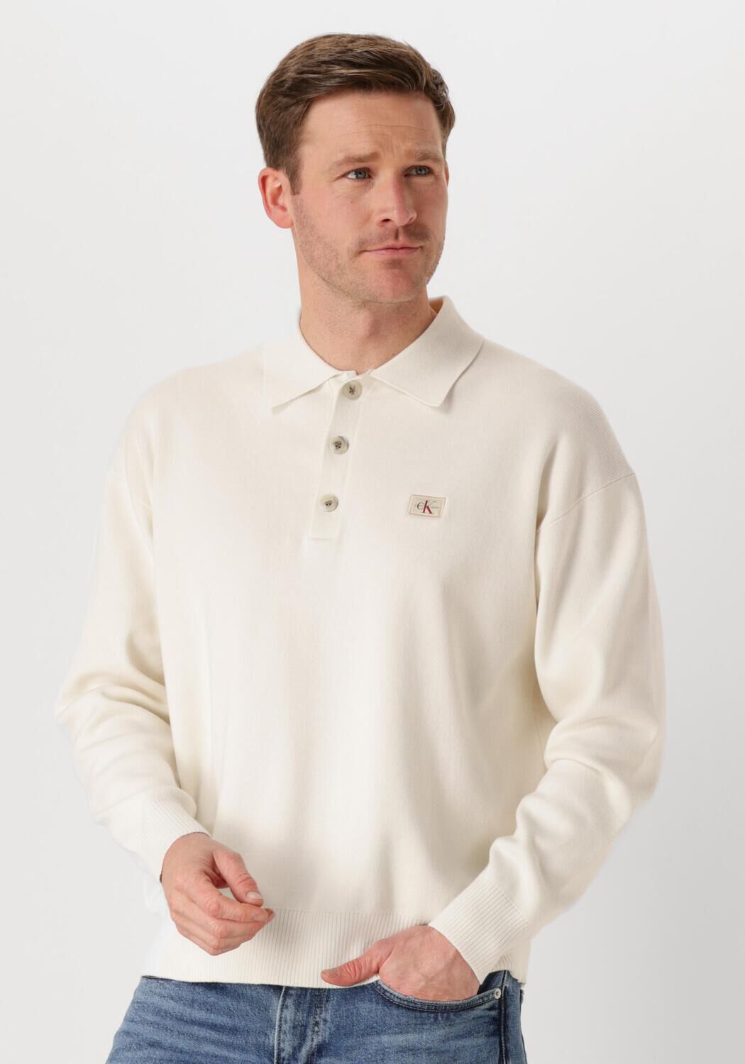 CALVIN KLEIN Heren Polo's & T-shirts Cotton Polo Sweater Wit