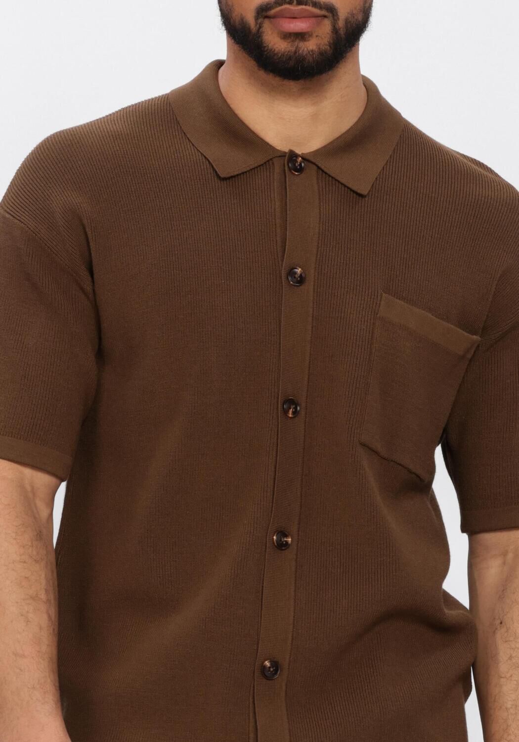 Bruine ANERKJENDT Polo AKVILHELM NEEDLE RIB SS KNIT - large