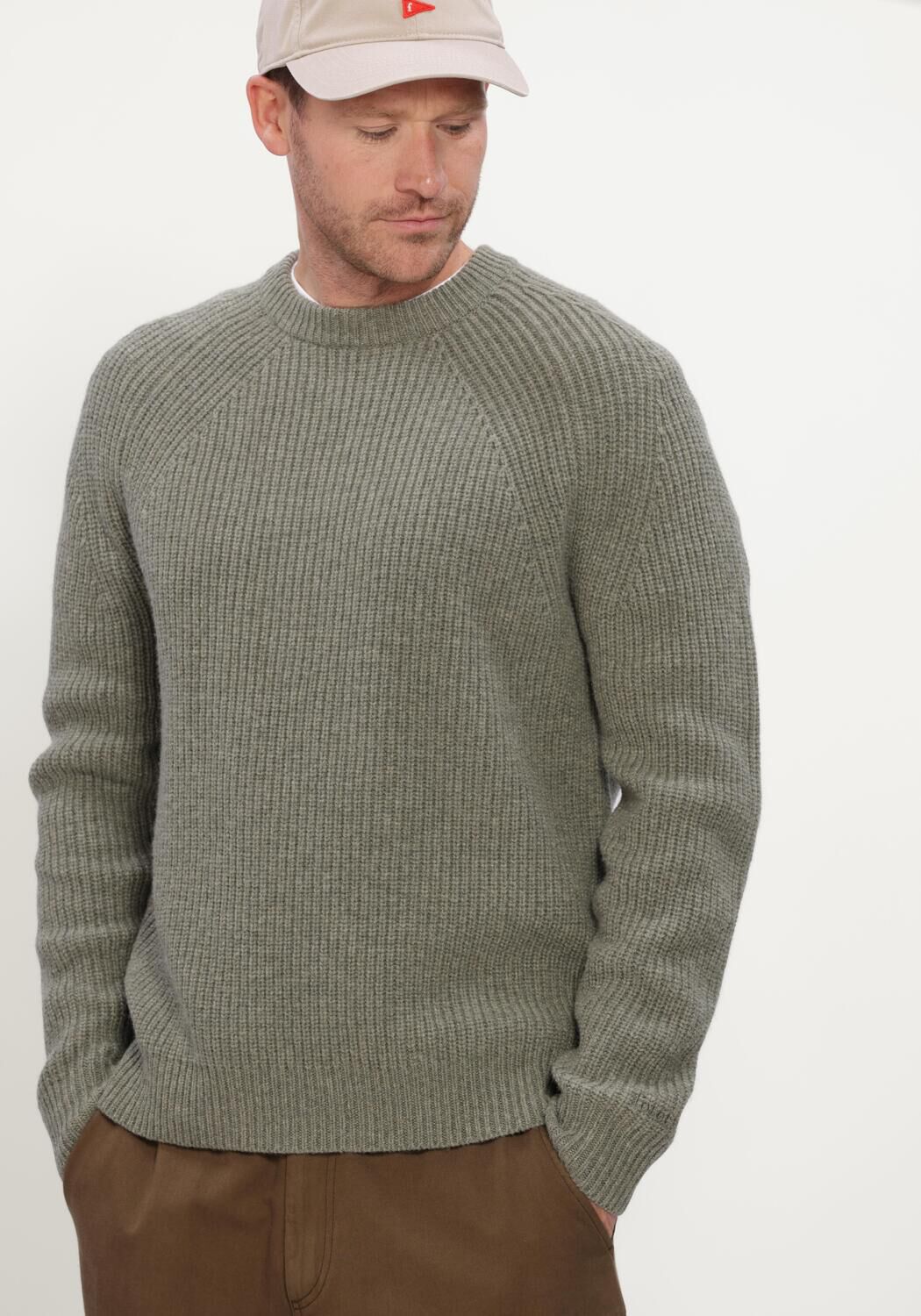 Groene FOR&Eacute;T Trui DELTA WOOL RIB KNIT - large