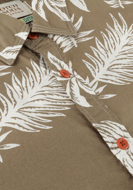 Khaki SCOTCH & SODA Casual overhemd PRINTED + WASHED SHORT SLEEVE POPLIN SHIRT - large